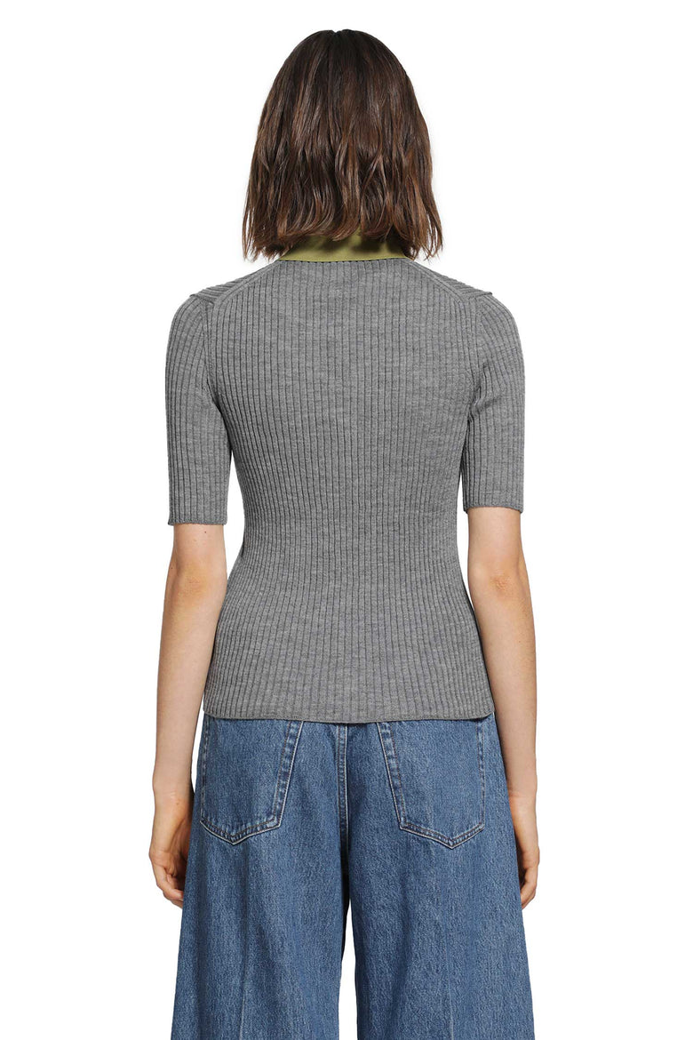 JIL SANDER Lightweight Ribbed Wool Polo woman