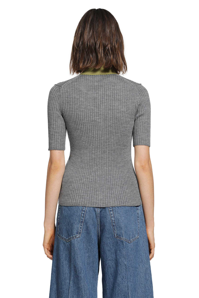 JIL SANDER Lightweight Ribbed Wool Polo woman