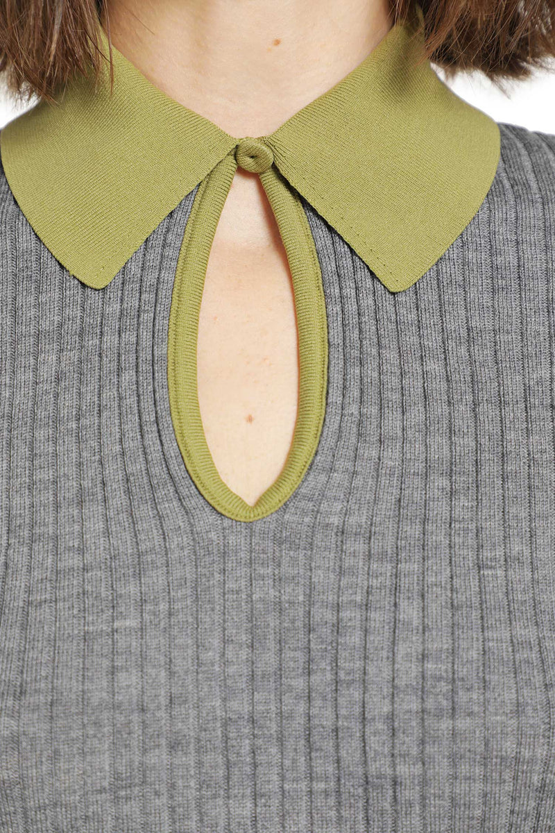 JIL SANDER Lightweight Ribbed Wool Polo woman