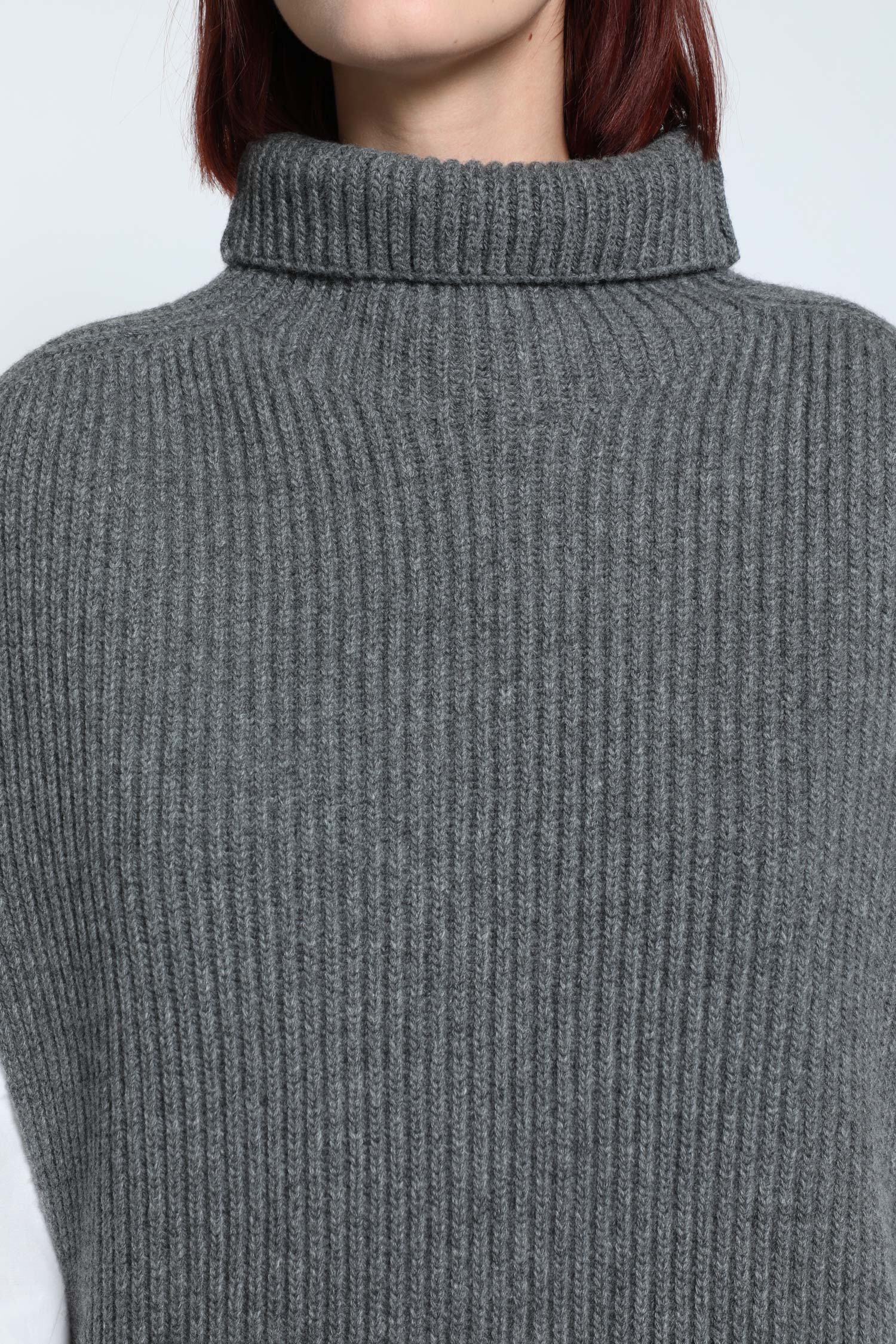 Midweight Wool High-Neck Cape