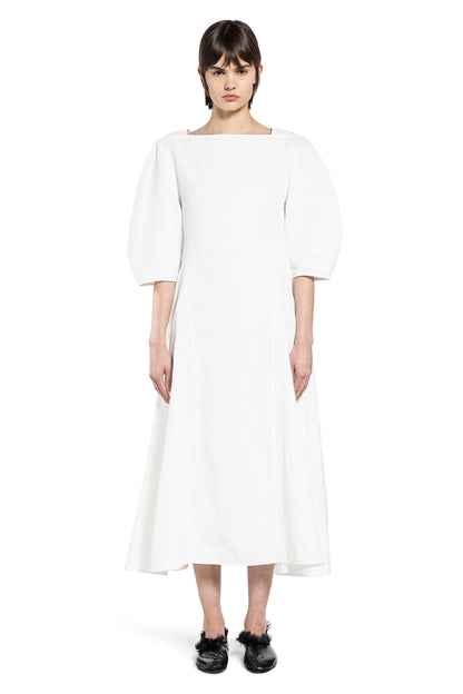 Rounded-sleeved Linen Dress