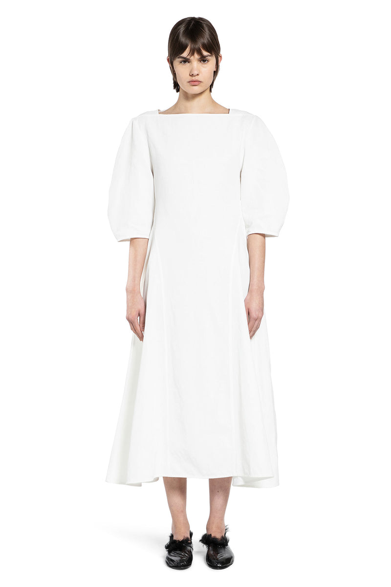 Rounded-sleeved Linen Dress