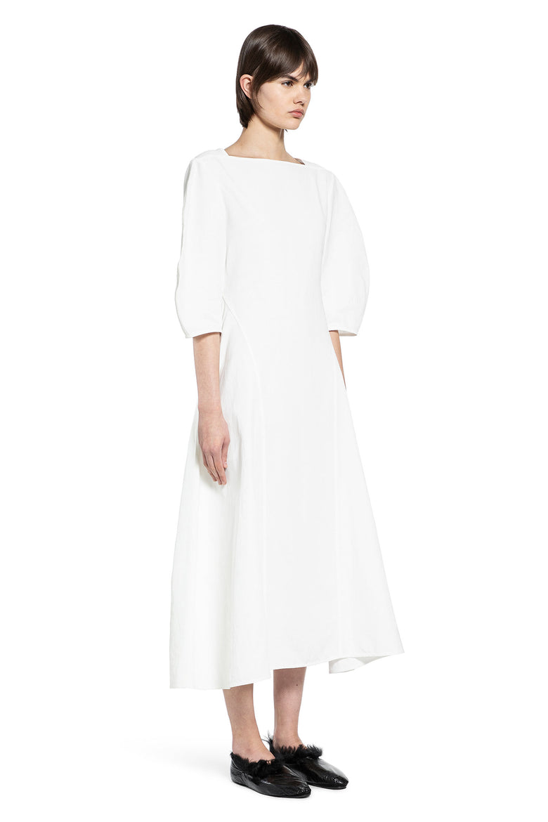 Rounded-sleeved Linen Dress