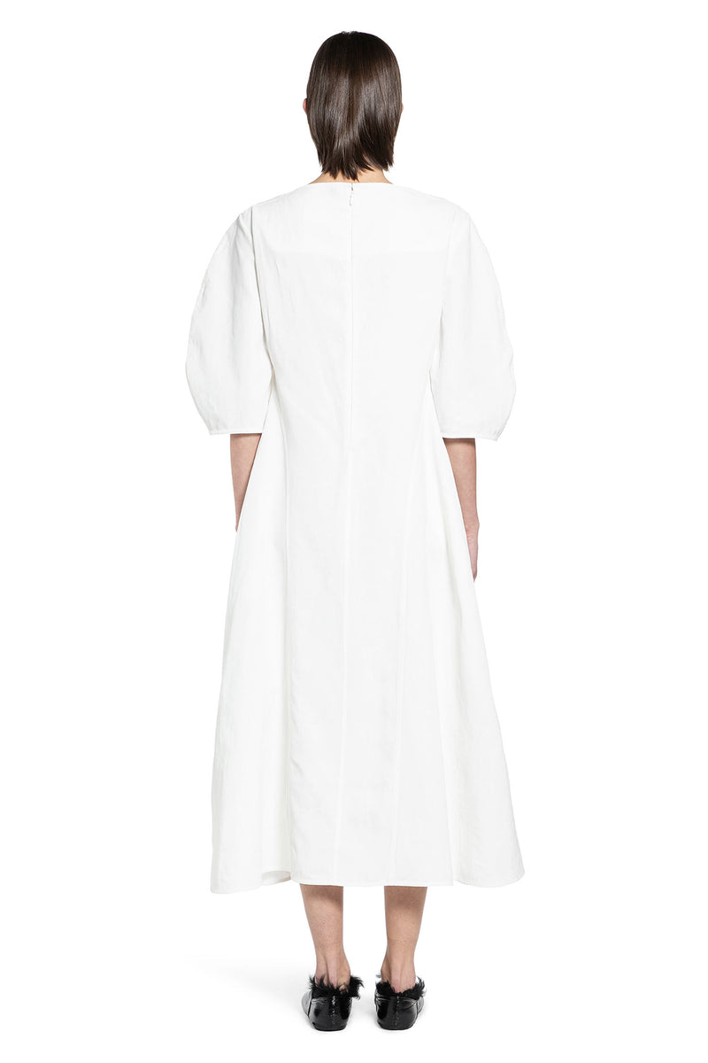 Rounded-sleeved Linen Dress
