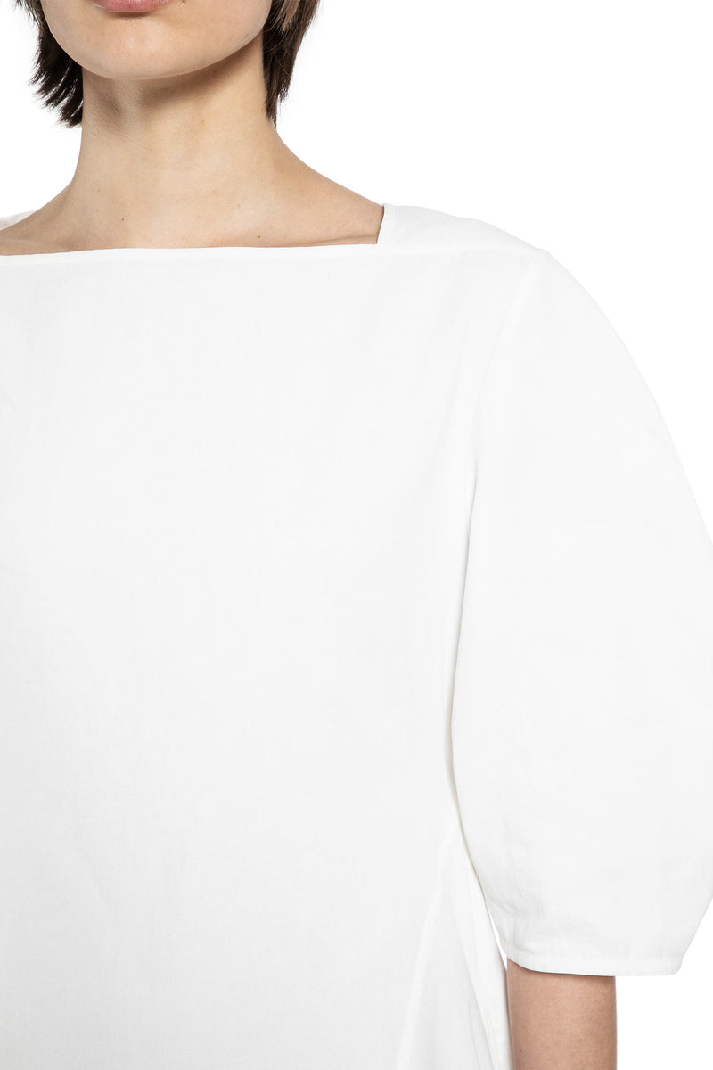 Rounded-sleeved Linen Dress