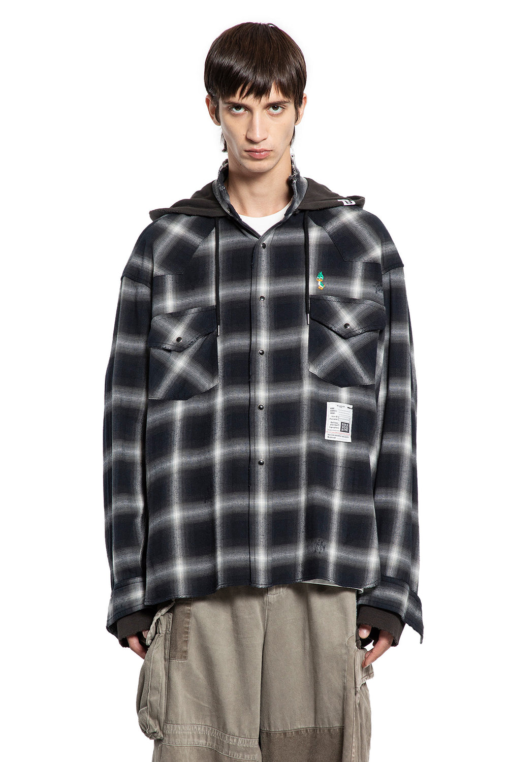 Hoodie Combine Check Shirt