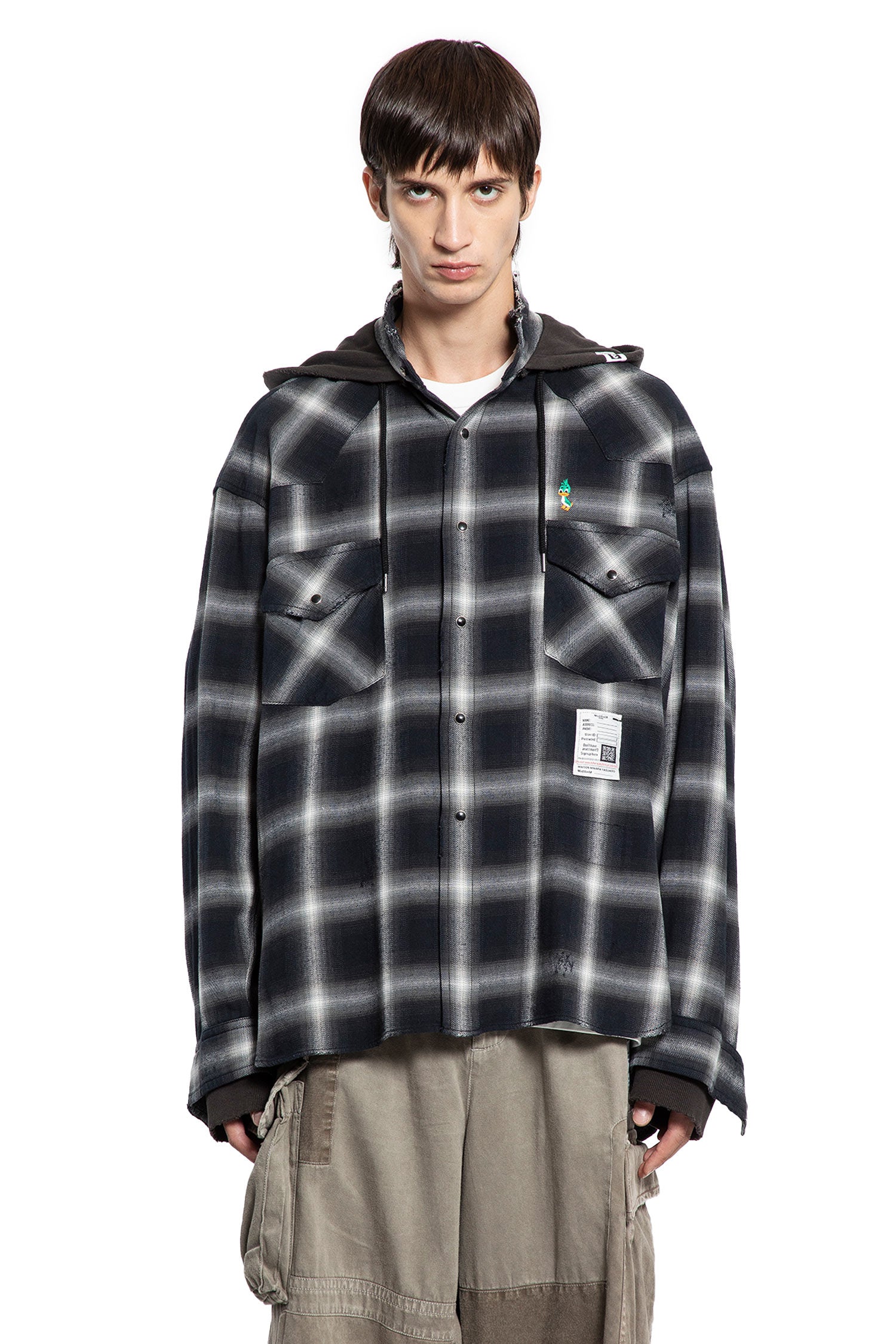 Hoodie Combine Check Shirt
