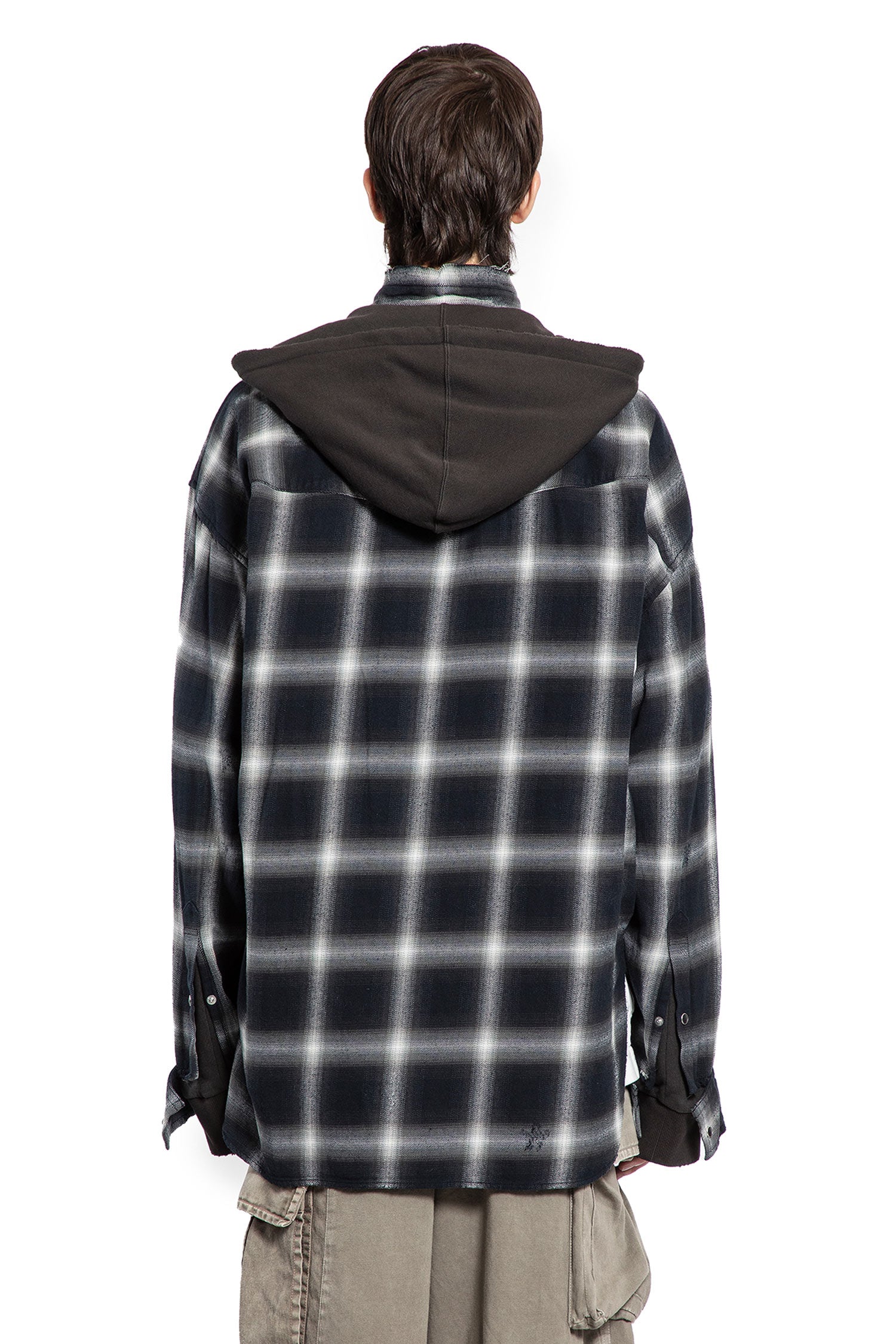Hoodie Combine Check Shirt