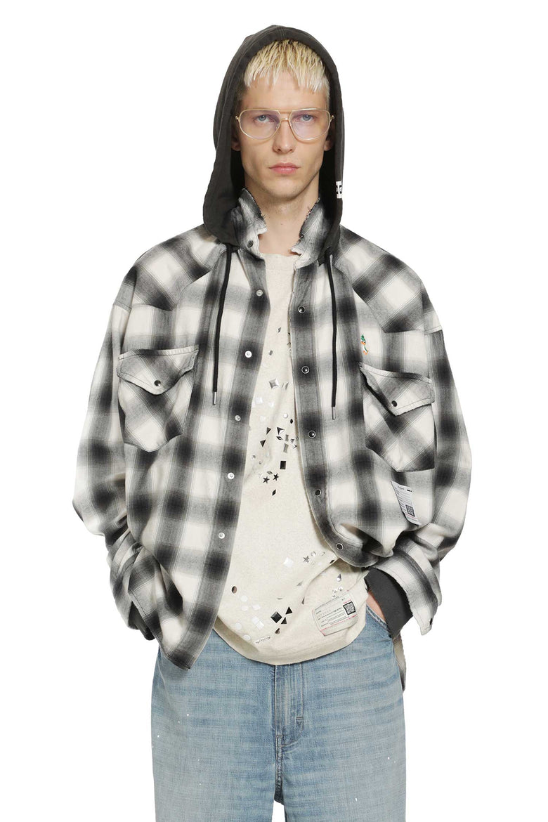 MAISON MIHARA YASUHIRO Hoodie Combine Checkered Shirt man