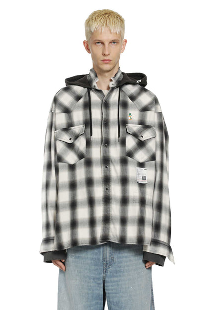 Hoodie Combine Checkered Shirt