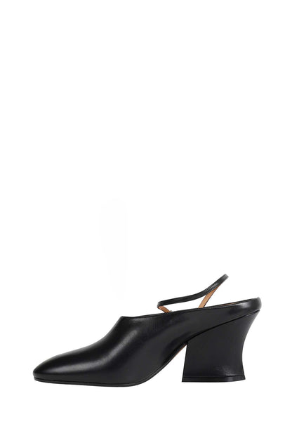 Leather Block Heel Mules