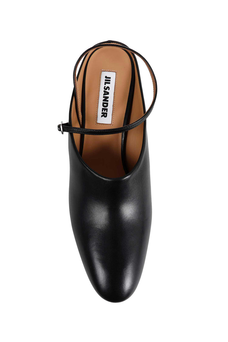 Leather Block Heel Mules