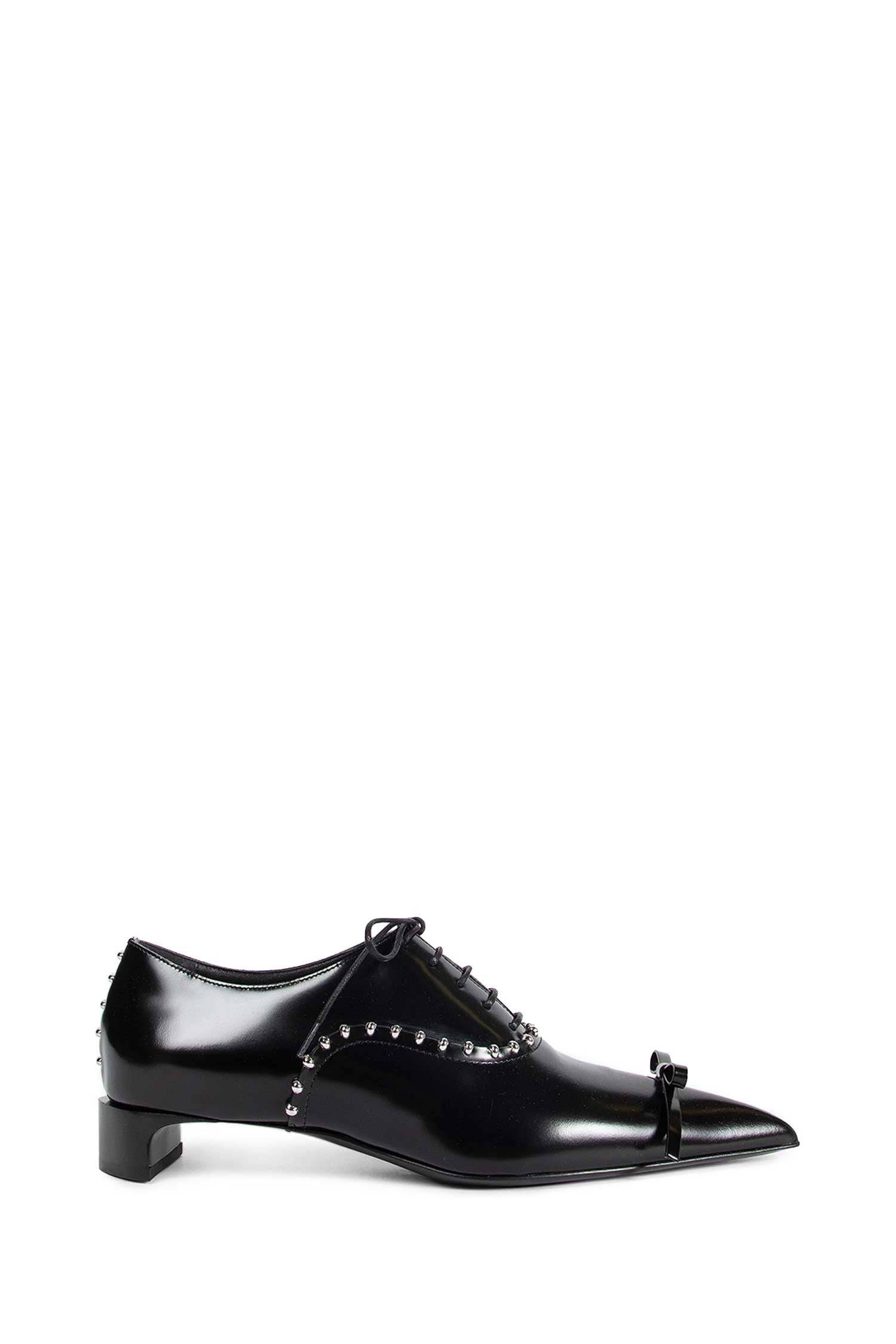 Pointed Leather Lace-up Pumps