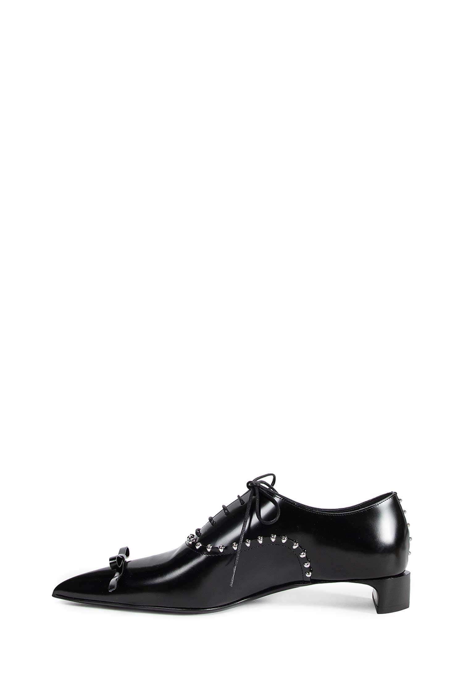 Pointed Leather Lace-up Pumps
