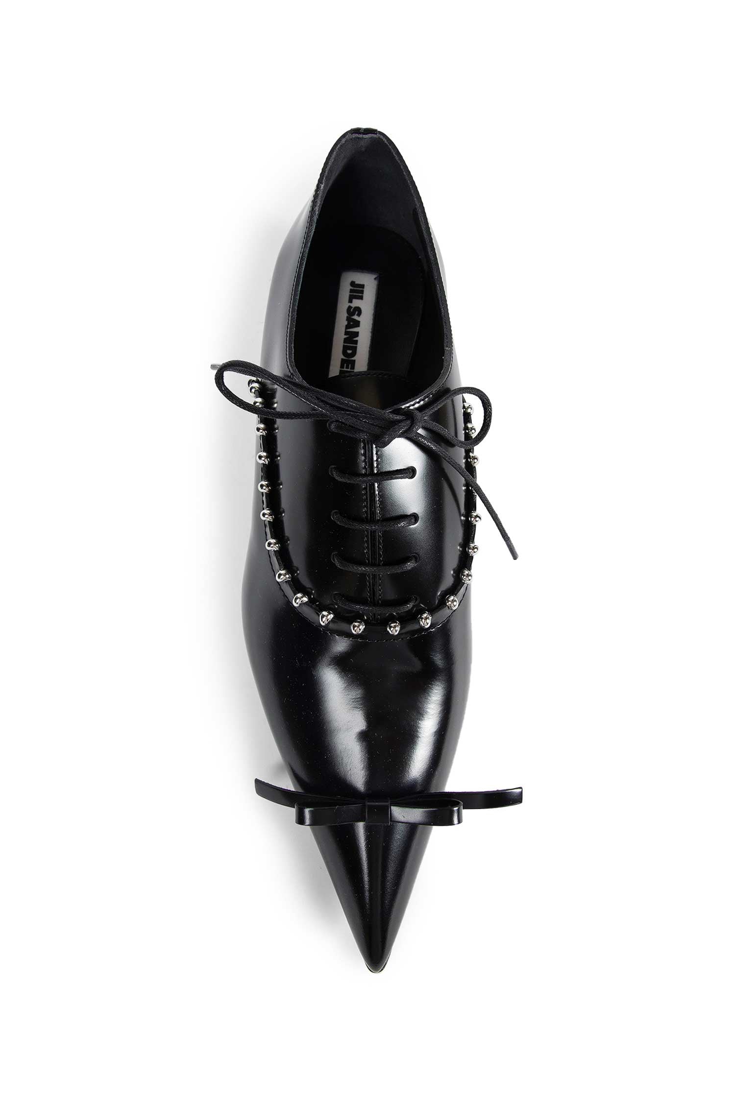 Pointed Leather Lace-up Pumps