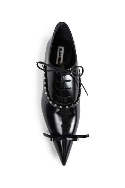 Pointed Leather Lace-up Pumps