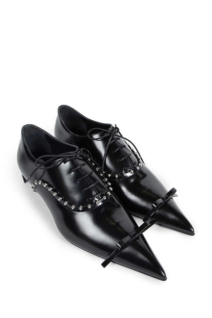 Pointed Leather Lace-up Pumps