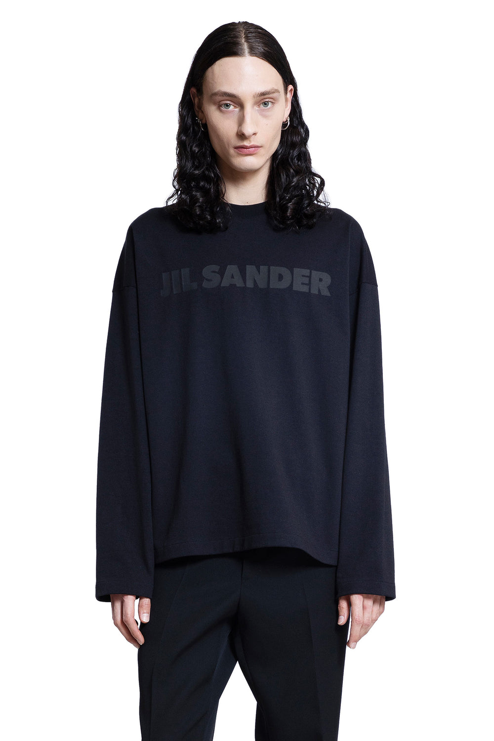 JIL SANDER MAN BLACK T-SHIRTS & TANK TOPS