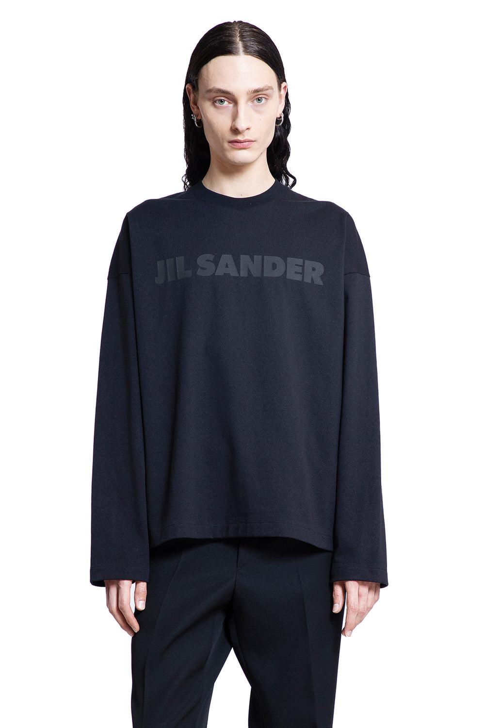 JIL SANDER MAN BLACK T-SHIRTS & TANK TOPS