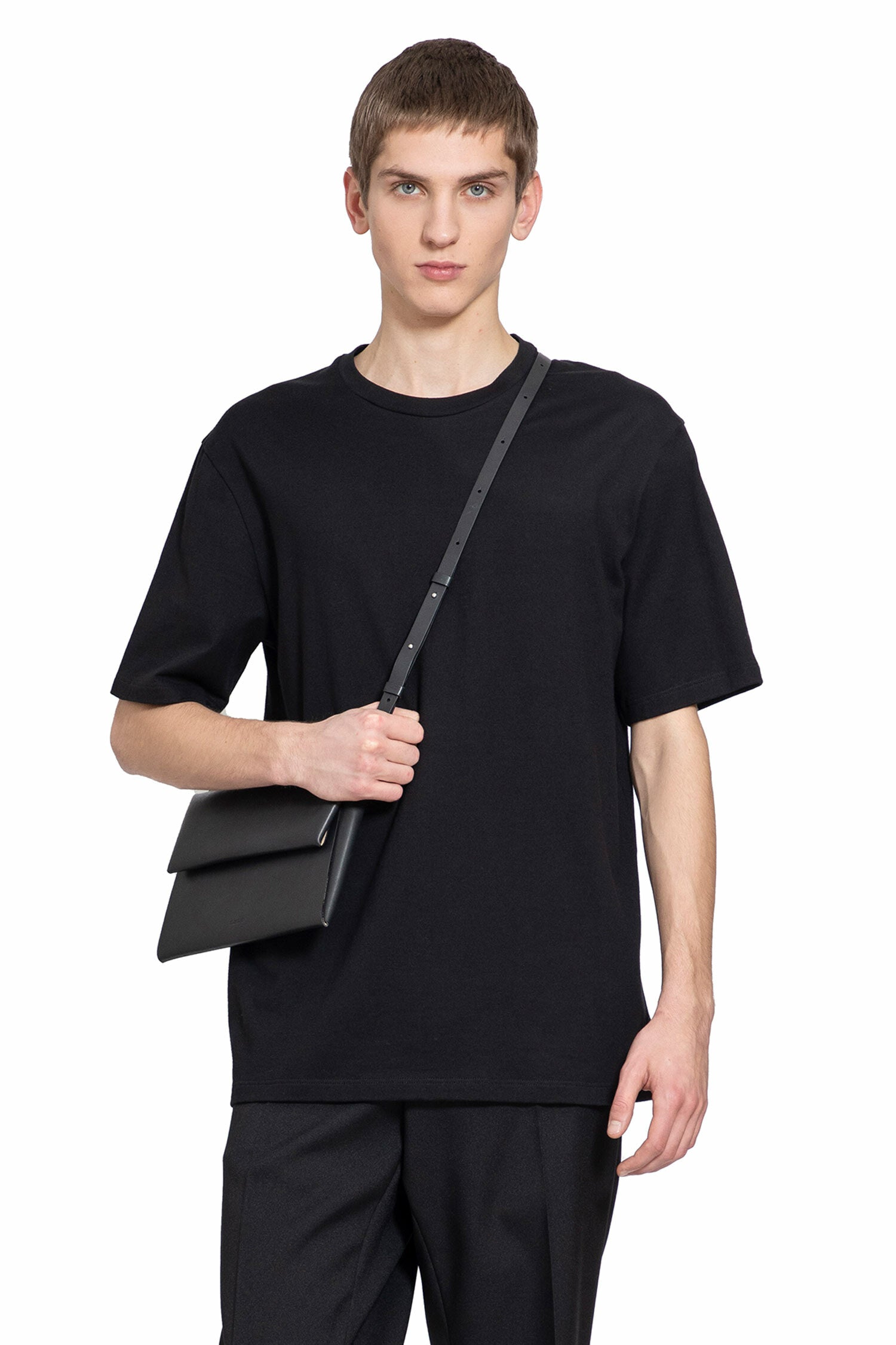 JIL SANDER MAN BLACK T-SHIRTS & TANK TOPS