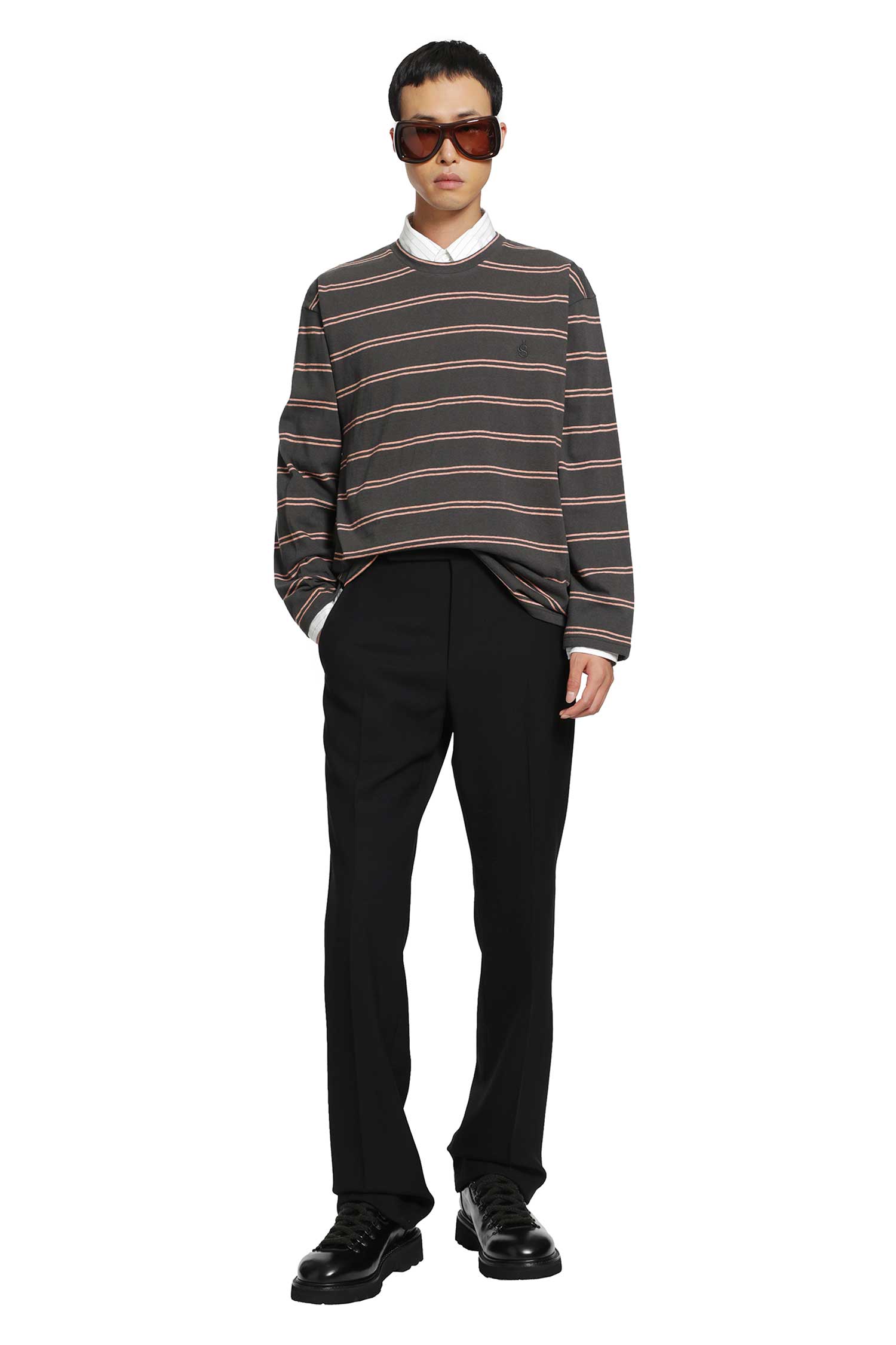 Cotton Crewneck Long Sleeve T-Shirt