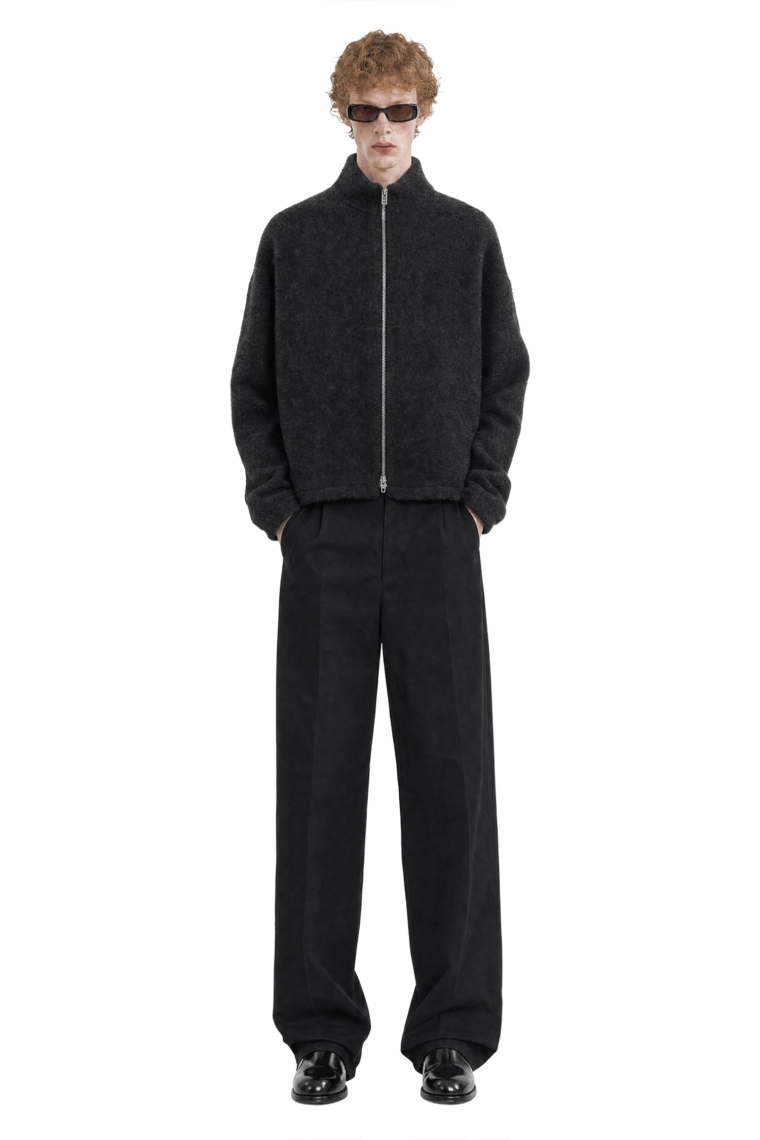 JIL SANDER Wool Fleece Zip-Up Sweatshirt man