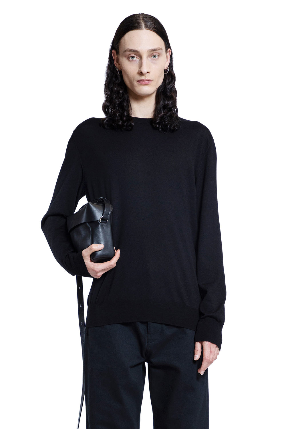 JIL SANDER MAN BLACK KNITWEAR