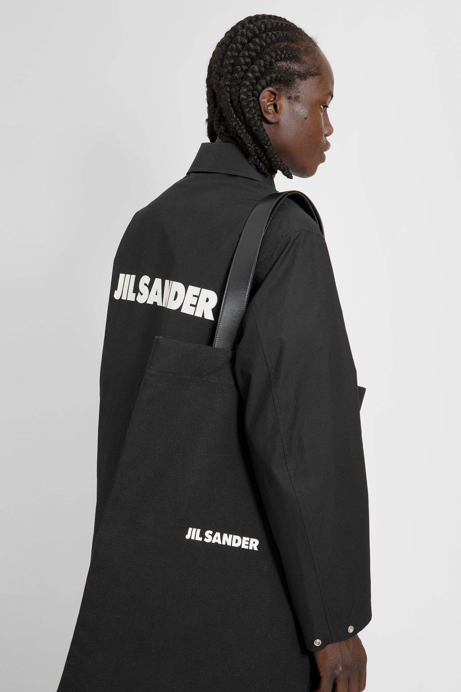 JIL SANDER MAN BLACK TOTE BAGS