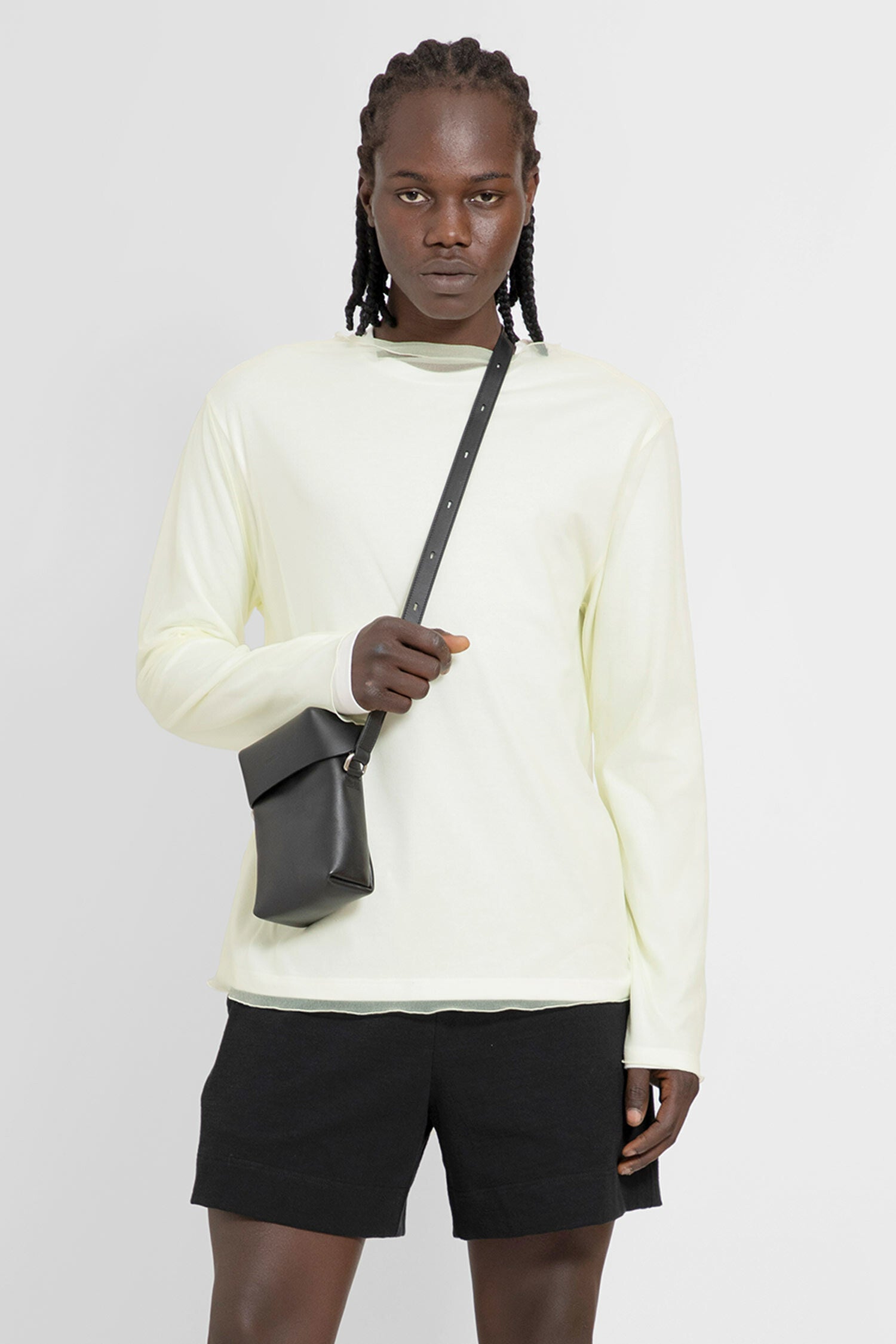 JIL SANDER MAN BLACK CROSSBODY BAGS