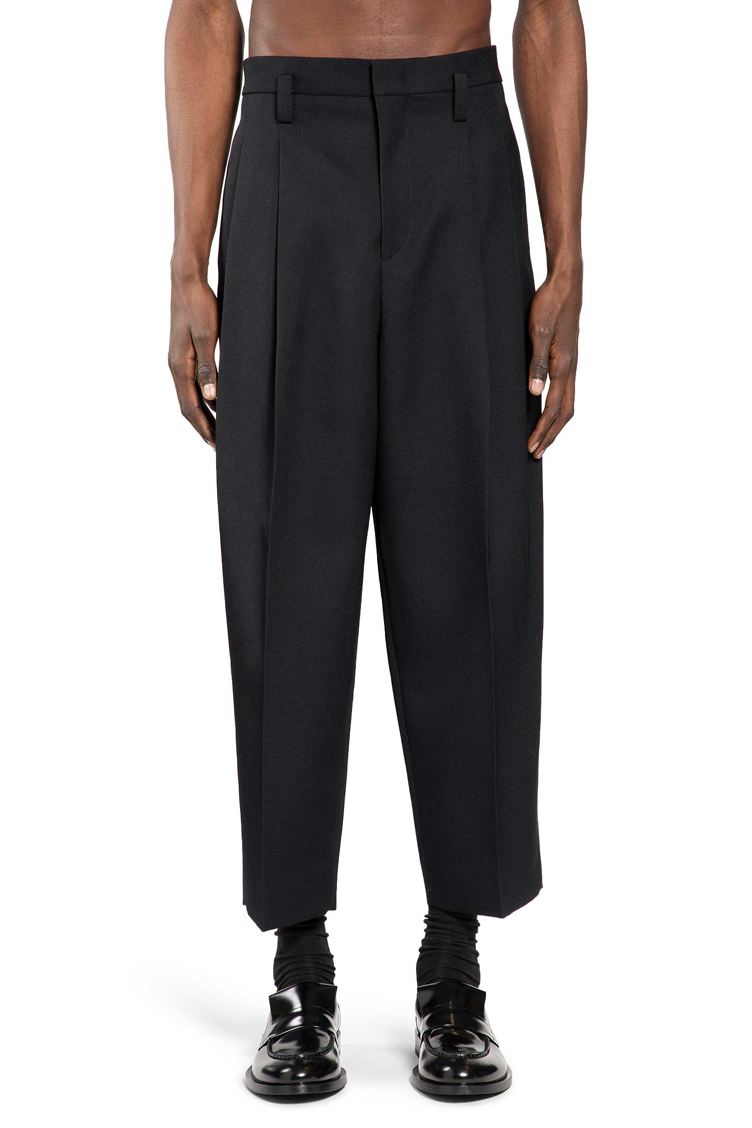 Wool Gabardine Tapered Trousers