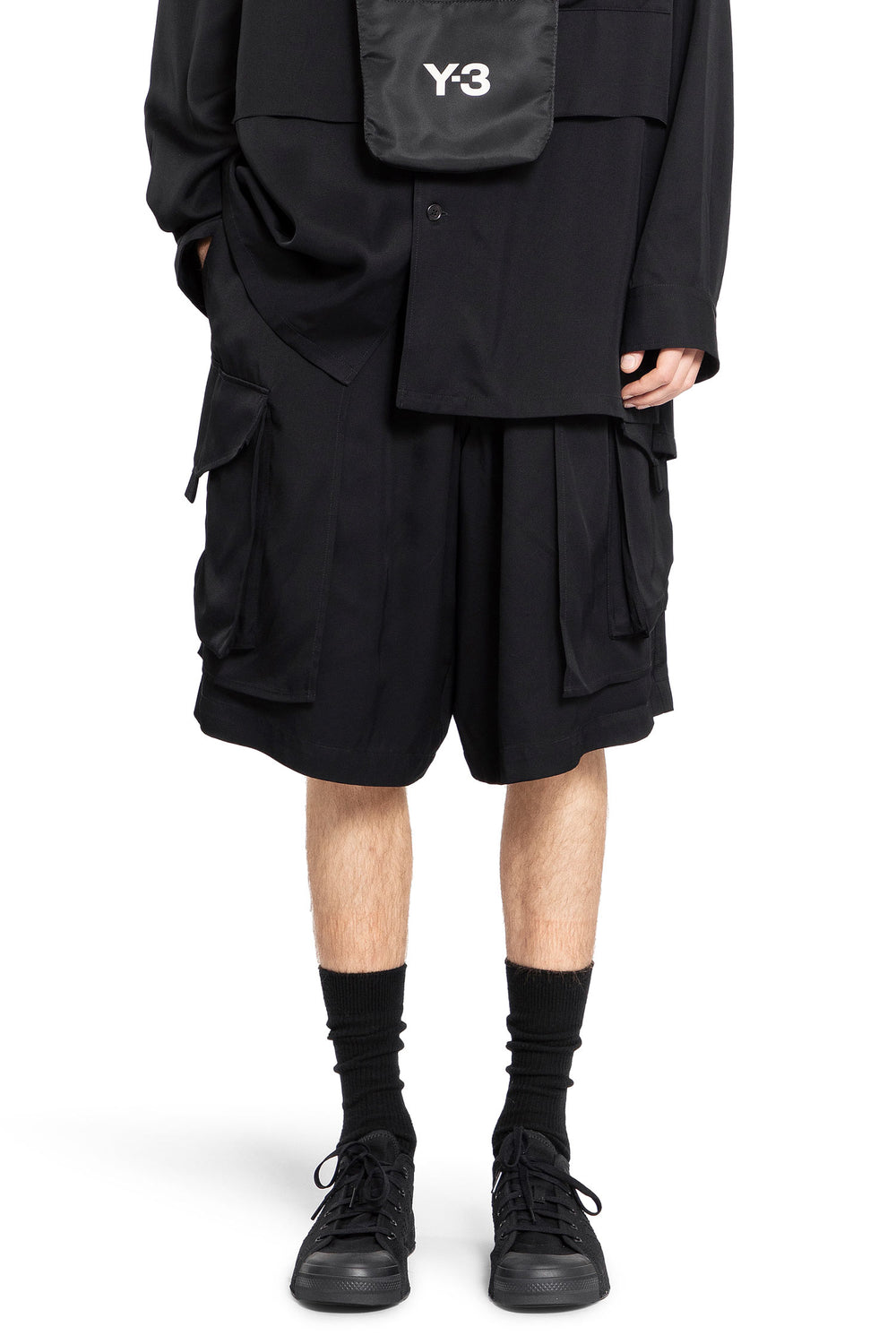 Y-3 MAN BLACK SHORTS & SKIRTS