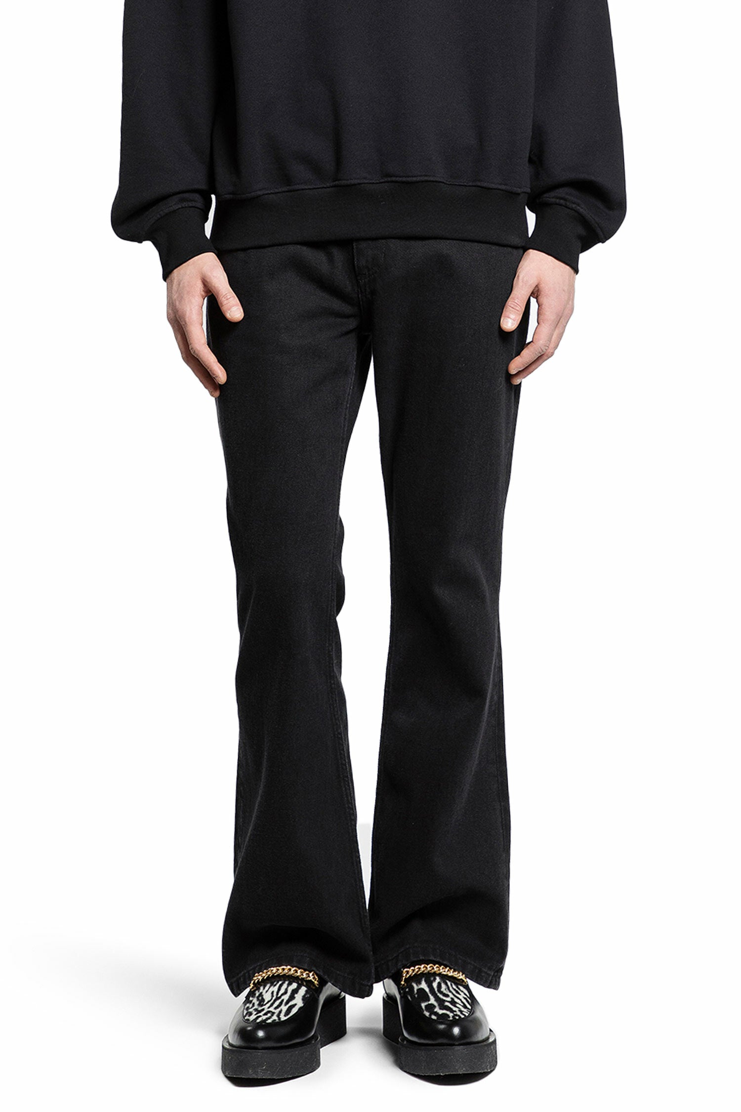 ERNEST W. BAKER Leather Flare Jeans man