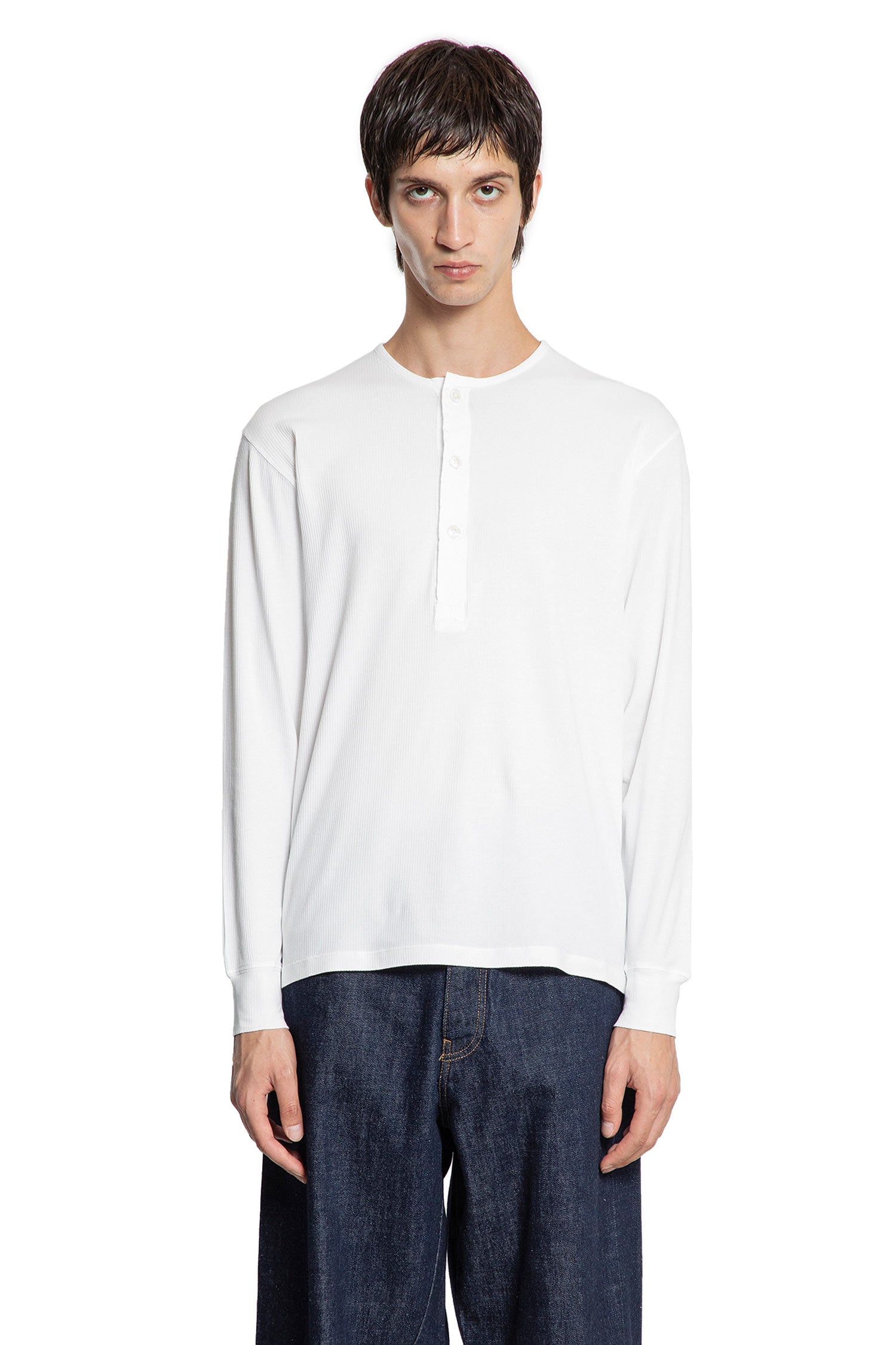Cotton Stretch Rib Henley T-Shirt