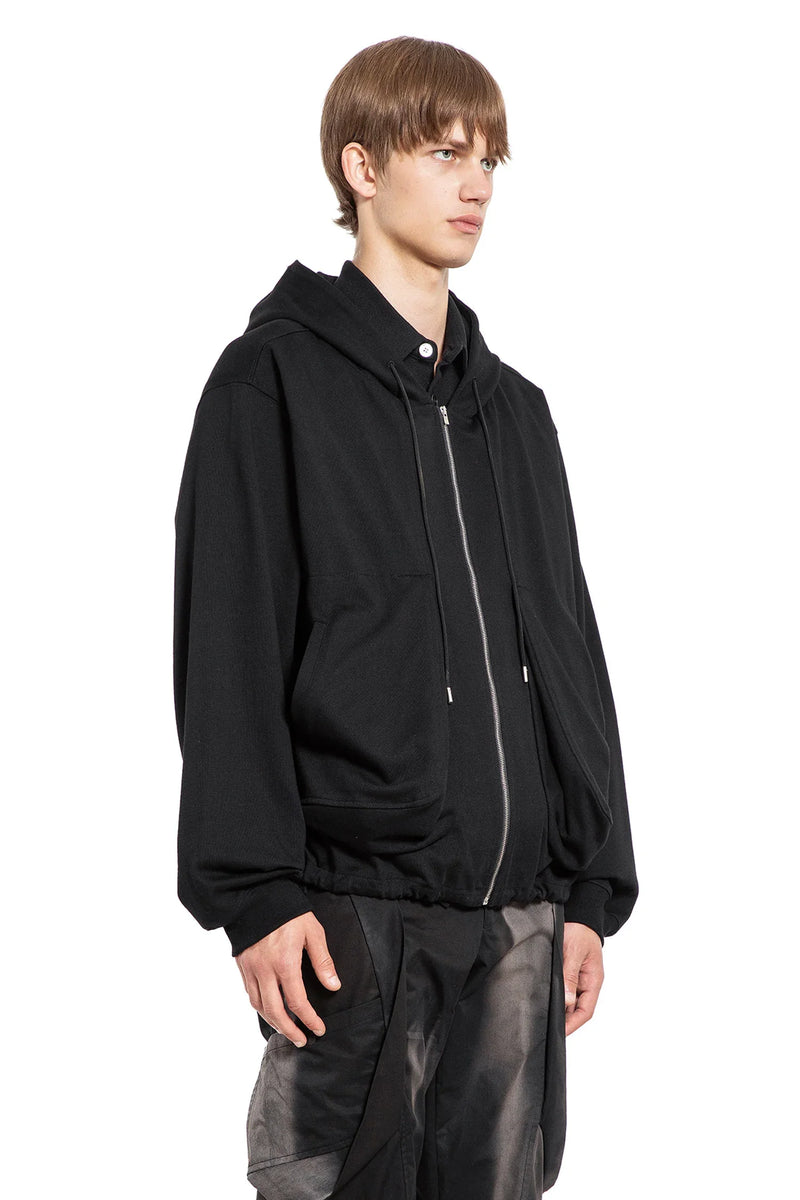 Draped Pocket Zip-Up Hoodie - Antonioli.eu