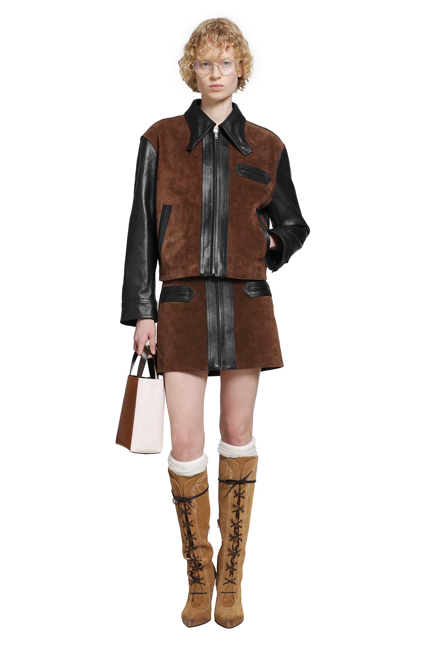 MARNI Suede and Leather Jacket woman