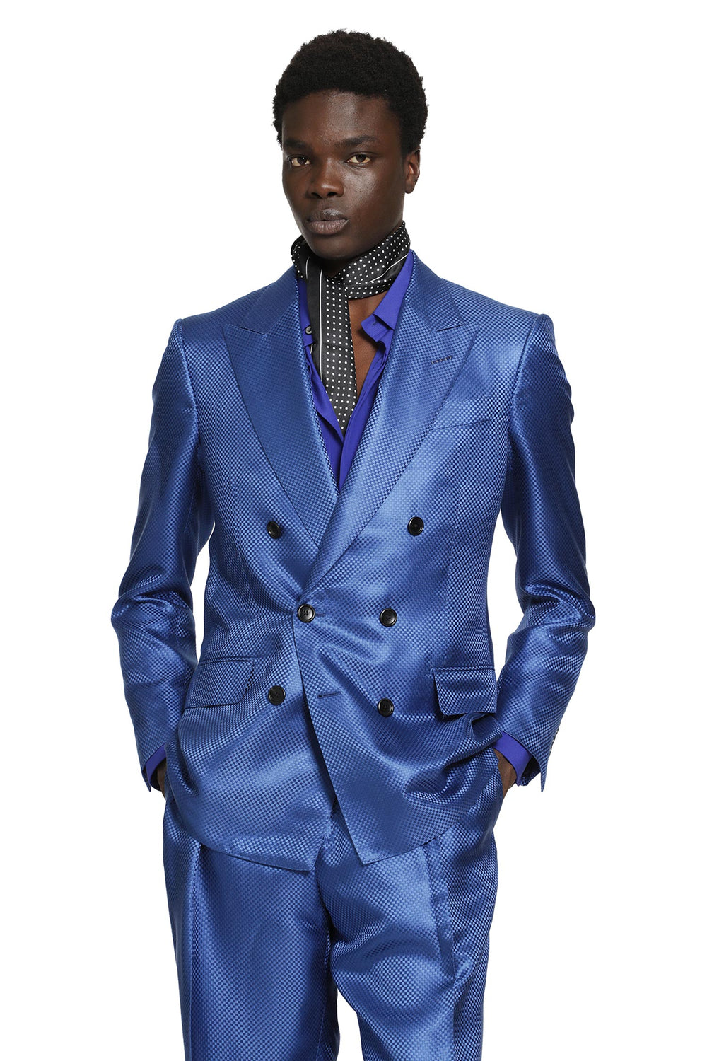 TOM FORD Silk Hopsack Double-Breasted Blazer man