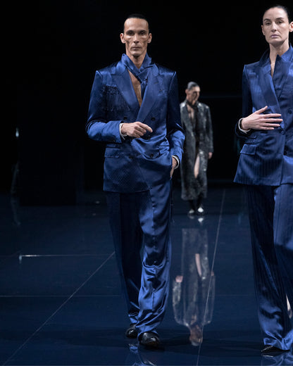 Silk Hopsack Double-Breasted Blazer