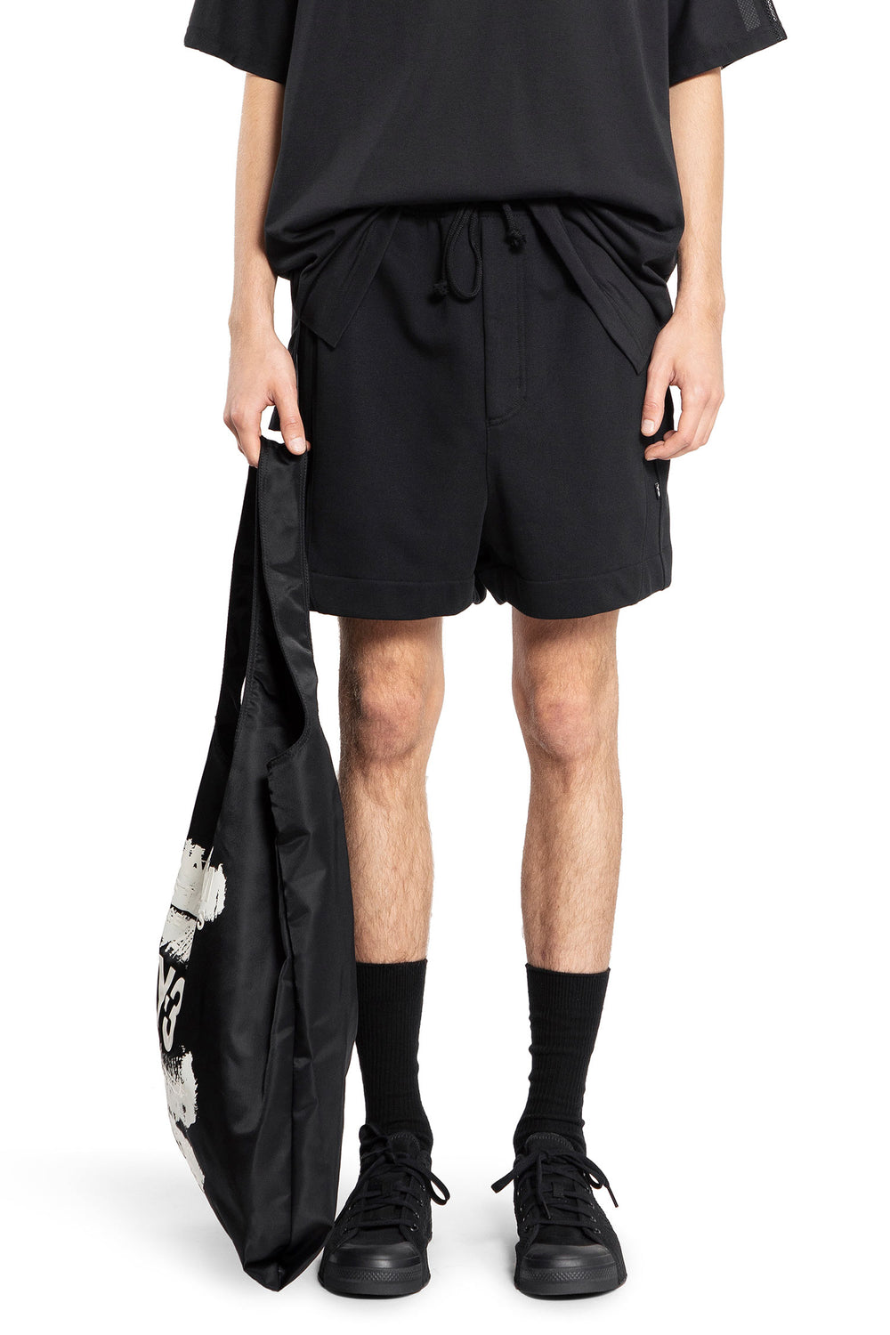 Y-3 MAN BLACK SHORTS & SKIRTS