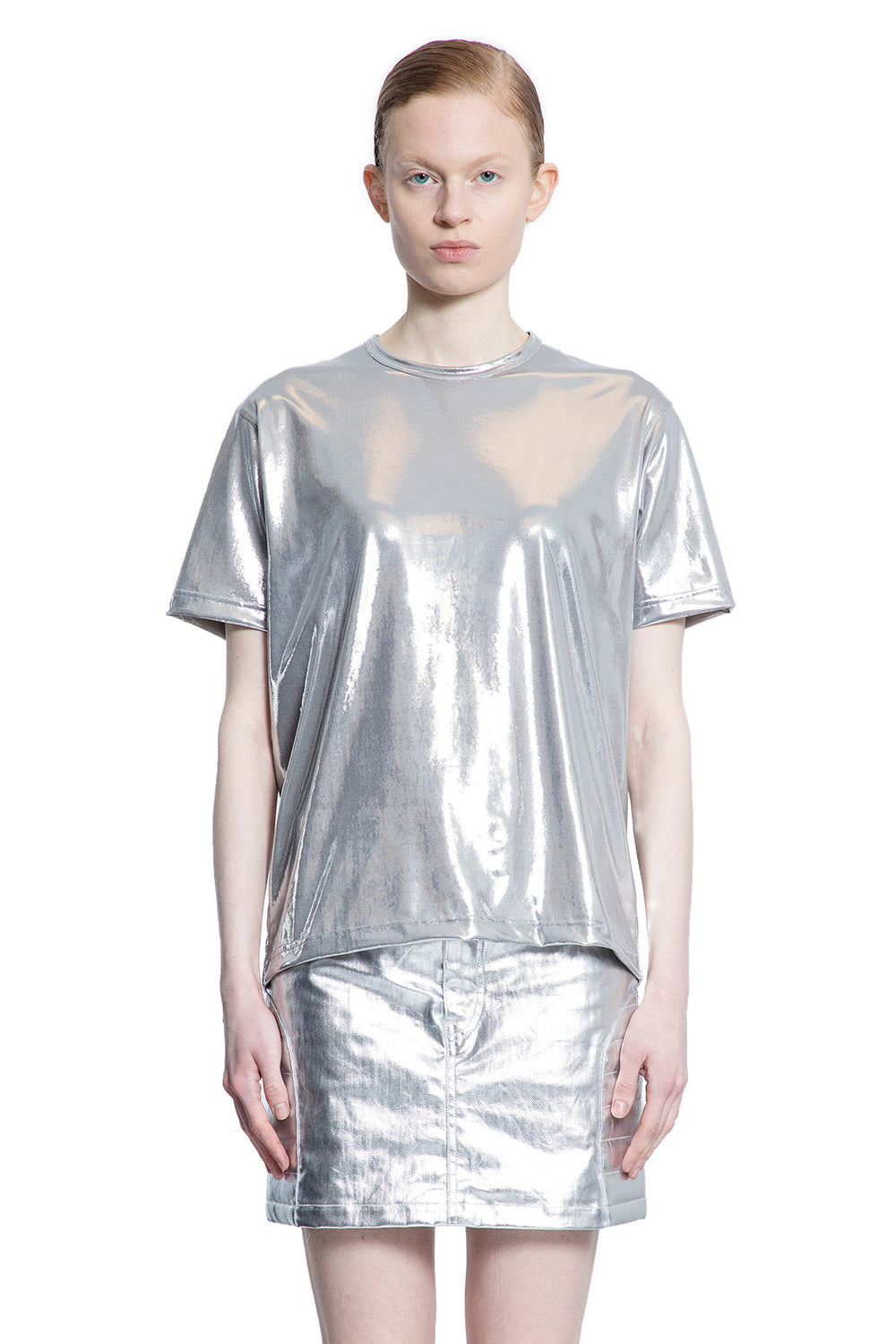 JUNYA WATANABE WOMAN SILVER T-SHIRTS & TANK TOPS