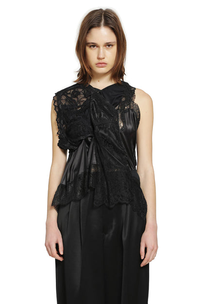 Asymmetric Satin Lace Top
