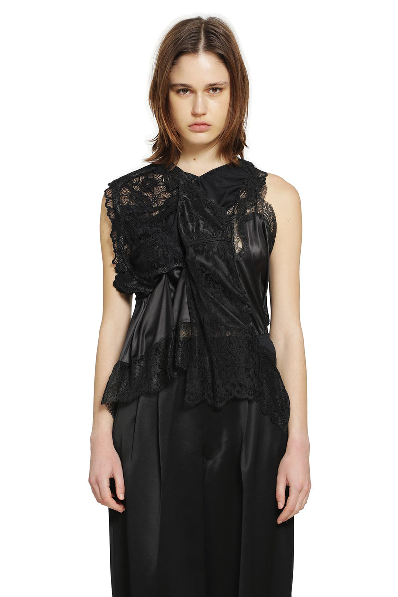 JUNYA WATANABE Asymmetric Satin Lace Top woman