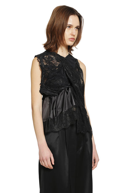 Asymmetric Satin Lace Top