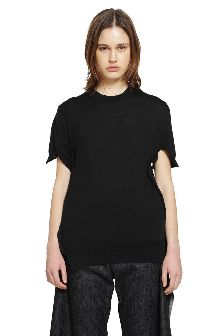 
              JUNYA WATANABE Short Sleeve Wool Sweater with Splits woman
            