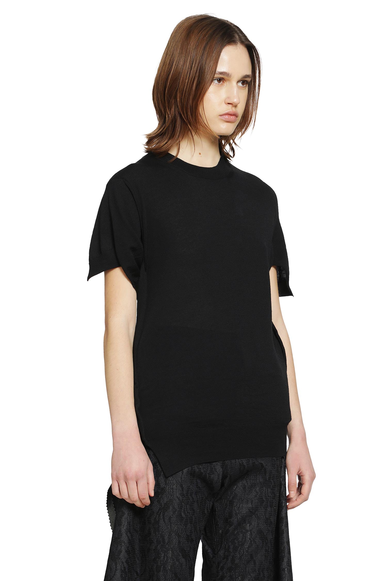 JUNYA WATANABE Short Sleeve Wool Sweater with Splits woman