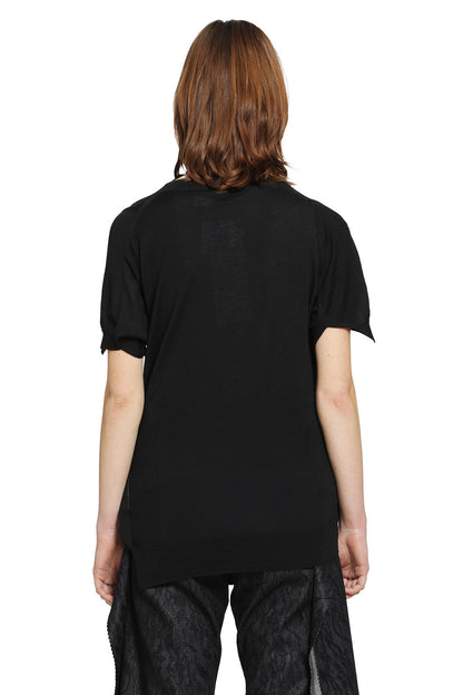 Short Sleeve Wool Sweater with Splits