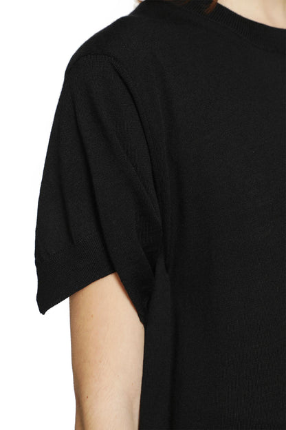 Short Sleeve Wool Sweater with Splits