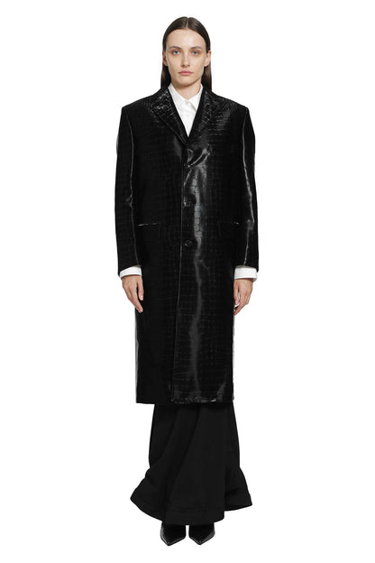 Embossed Single Breasted Coat