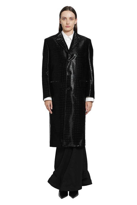 Embossed Single Breasted Coat
