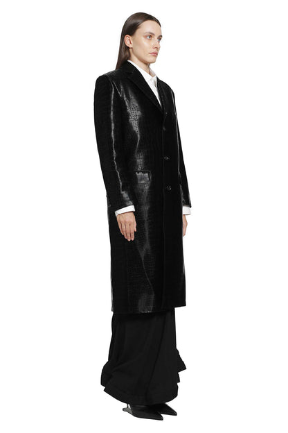 Embossed Single Breasted Coat