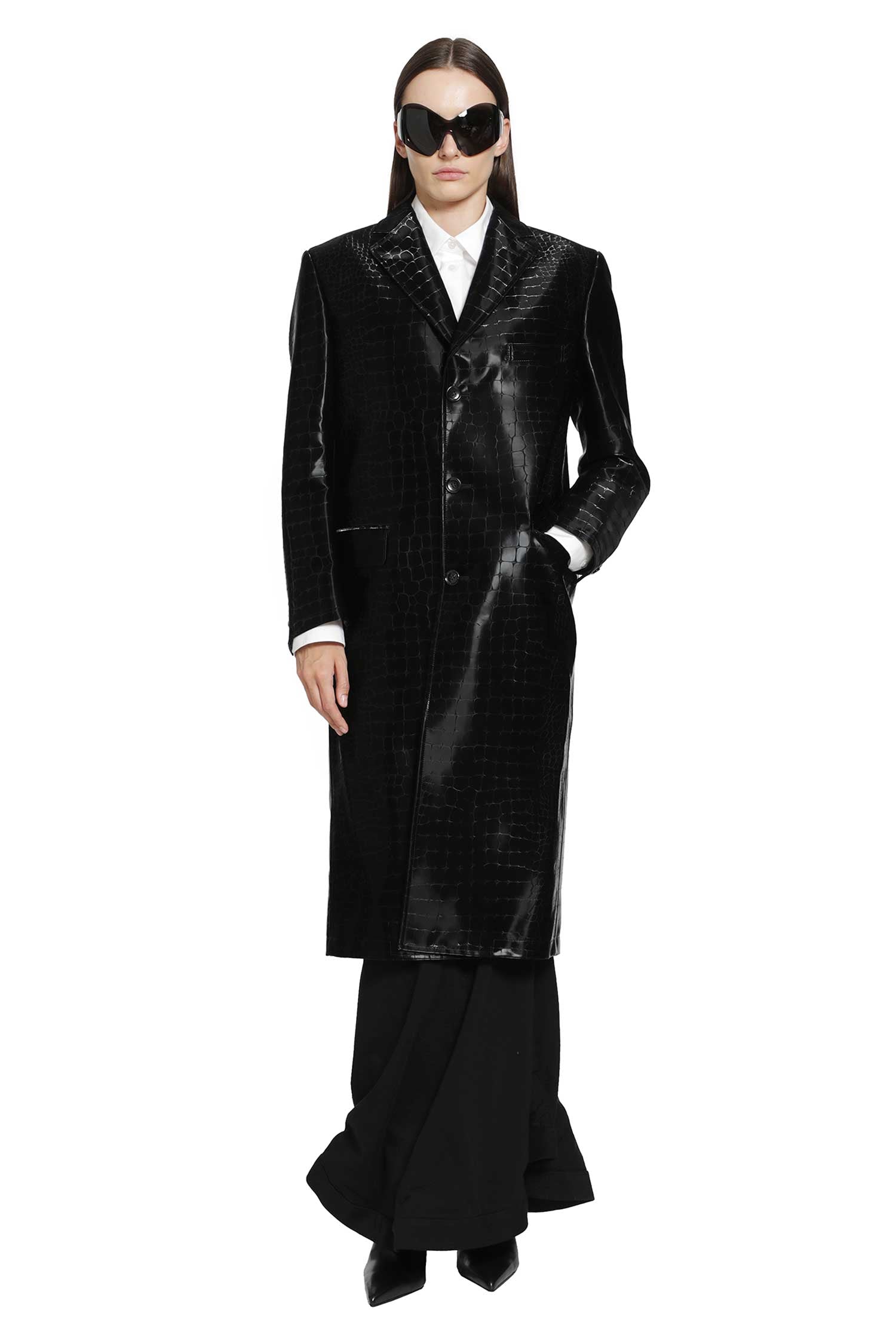 Embossed Single Breasted Coat